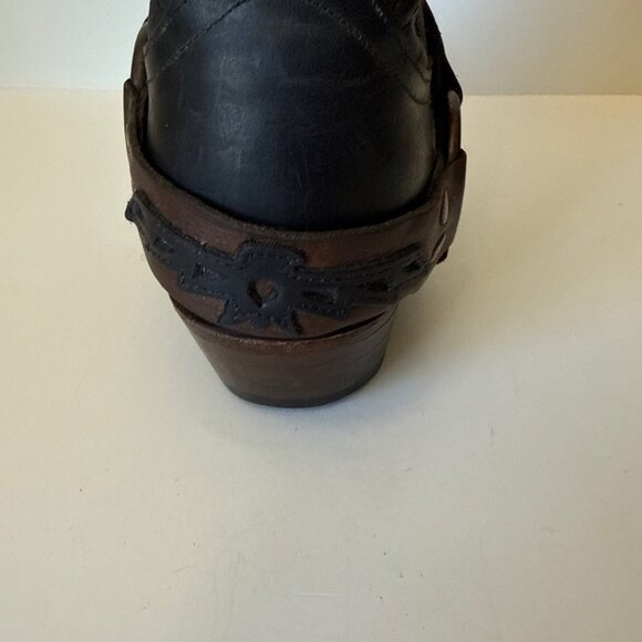 CODE WEST Mens SZ 9.5 Black Leather Ring Harness Motorcycle Western Biker Boots - Picture 7 of 16